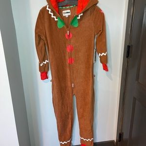 Tipsy Elves Gingerbread “man” youth XL PJ onesie NWT